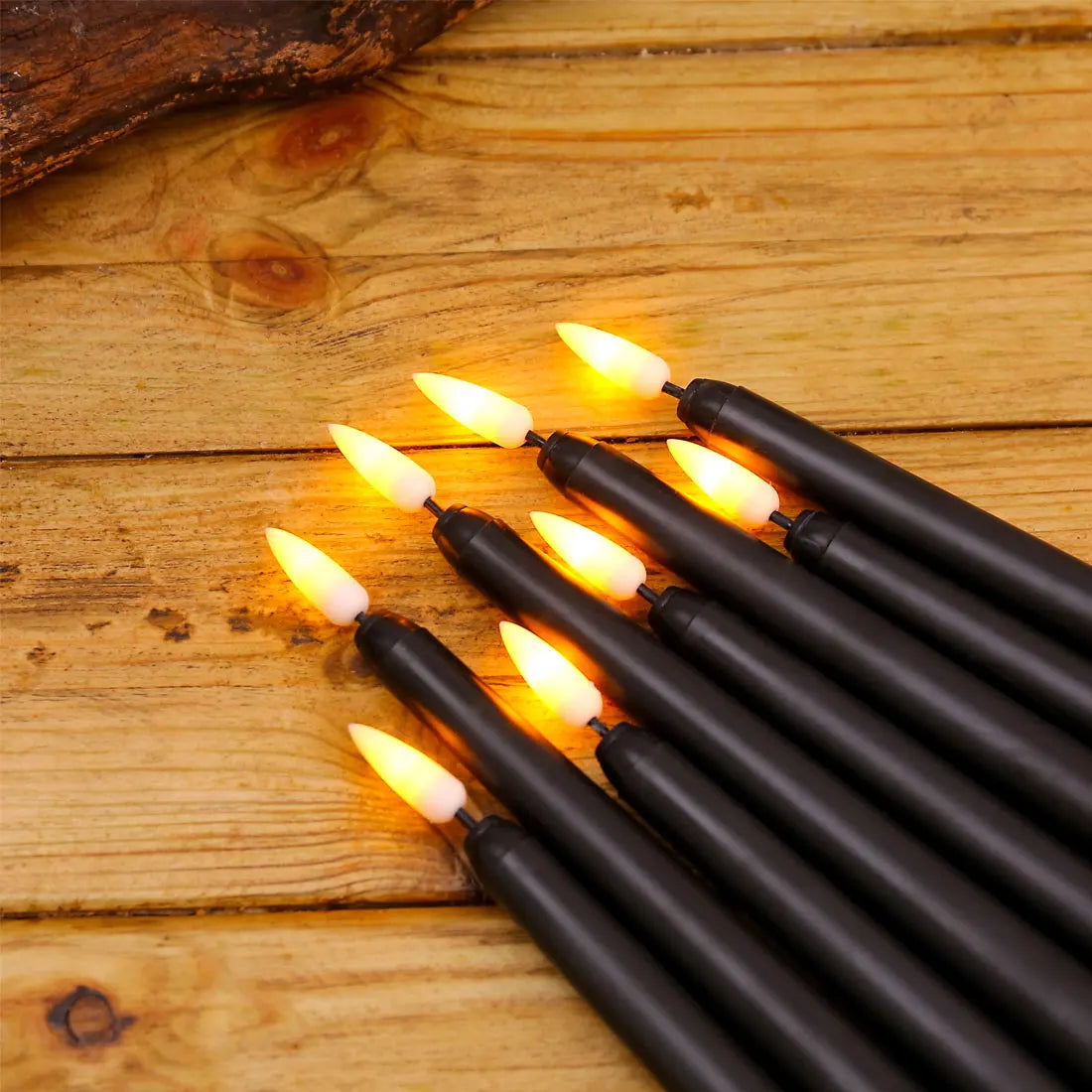 1 or 2 Pieces 11inch/28 cm Long LED Black Any Occasion Candles with Remote, Fake Timer Tall Christmas Candlelight for Table Window