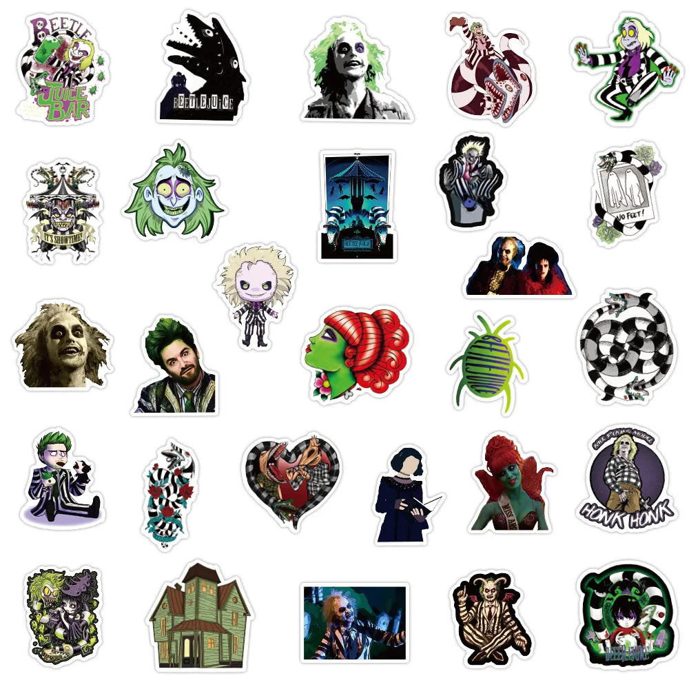 10/30/50pcs Tim Burton Beetlejuice Movie Stickers Decal Luggage Skateboard Laptop Phone Guitar Motorcycle Car Sticker Kids Toys