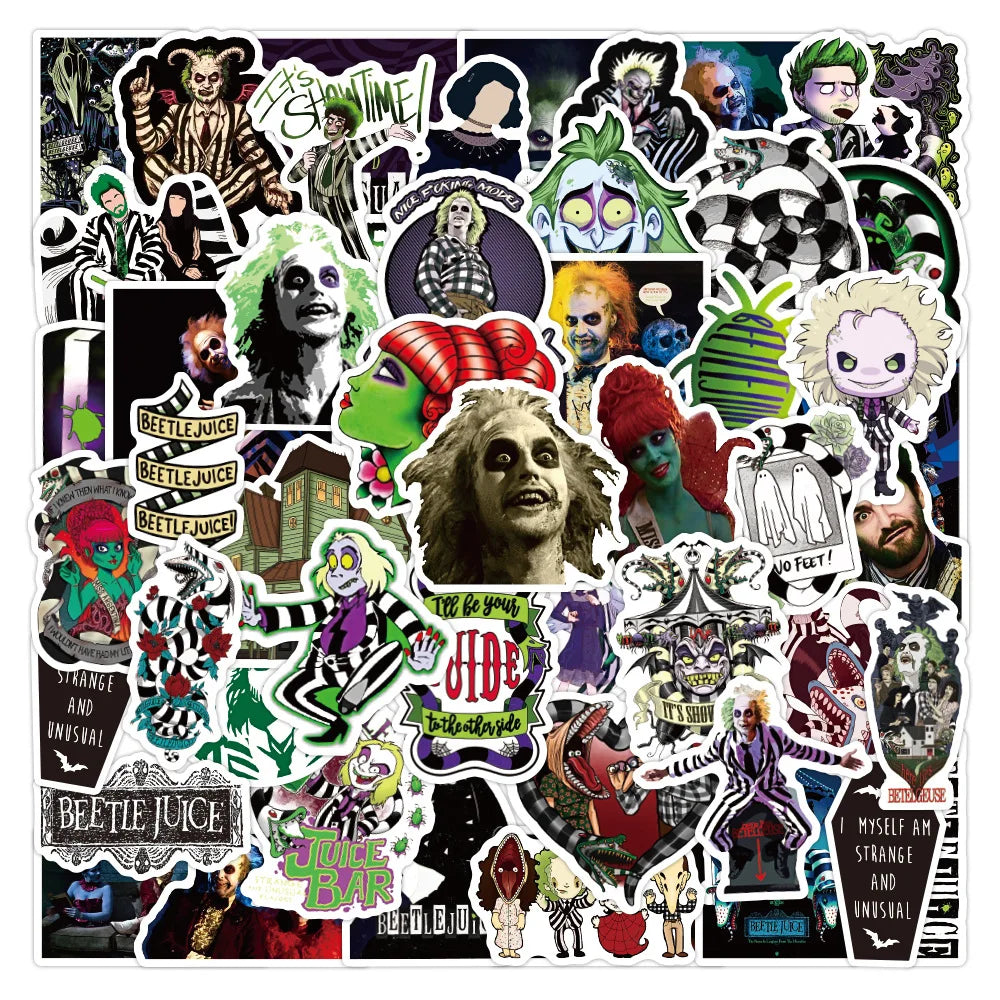 10/30/50pcs Tim Burton Beetlejuice Movie Stickers Decal Luggage Skateboard Laptop Phone Guitar Motorcycle Car Sticker Kids Toys