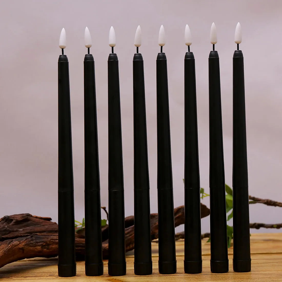 1 or 2 Pieces 11inch/28 cm Long LED Black Any Occasion Candles with Remote, Fake Timer Tall Christmas Candlelight for Table Window