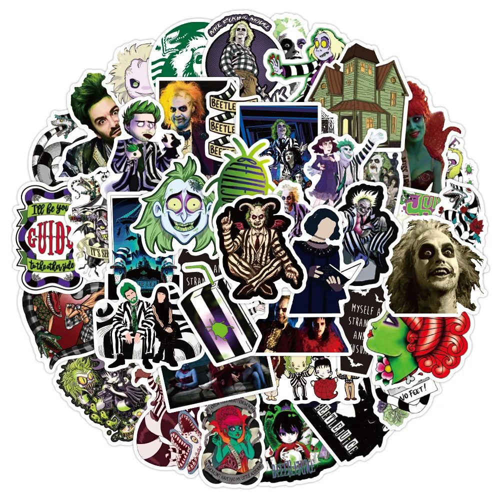 10/30/50pcs Tim Burton Beetlejuice Movie Stickers Decal Luggage Skateboard Laptop Phone Guitar Motorcycle Car Sticker Kids Toys