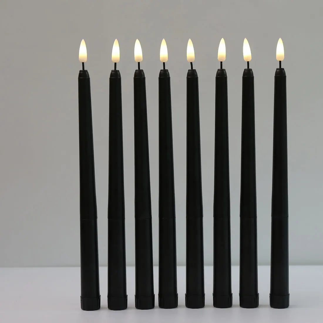 1 or 2 Pieces 11inch/28 cm Long LED Black Any Occasion Candles with Remote, Fake Timer Tall Christmas Candlelight for Table Window