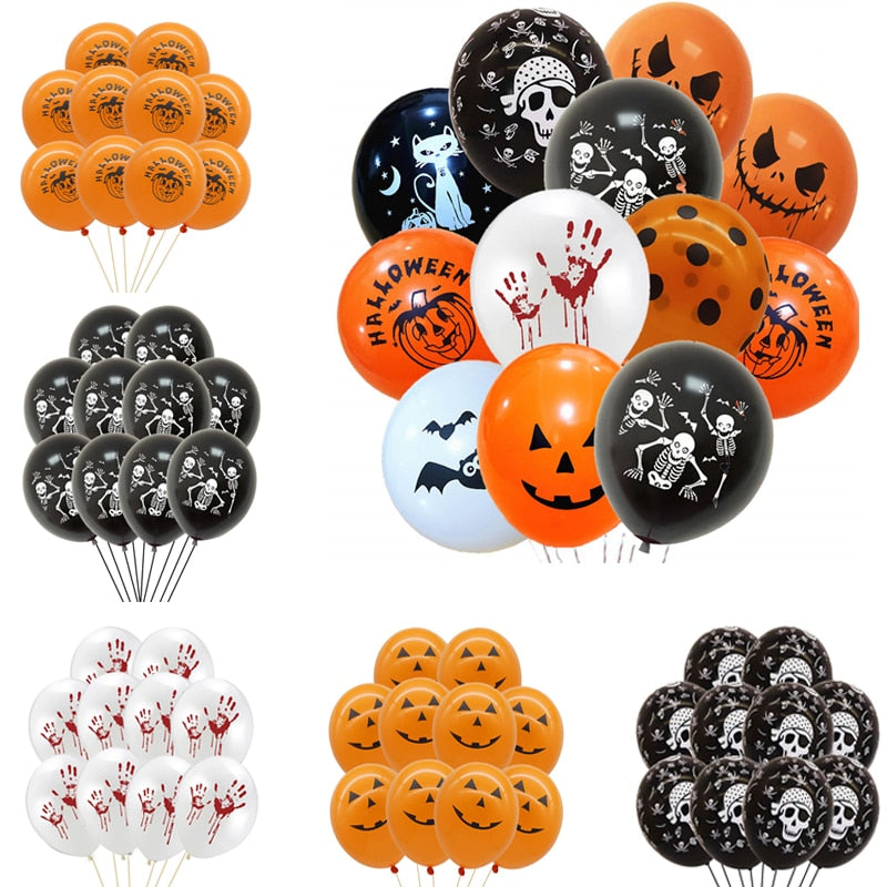 10/30 Uds. Globos de látex de 12 pulgadas para Halloween, calabaza, fantasma, araña, globos de aire para niños, suministro para fiesta de feliz Halloween