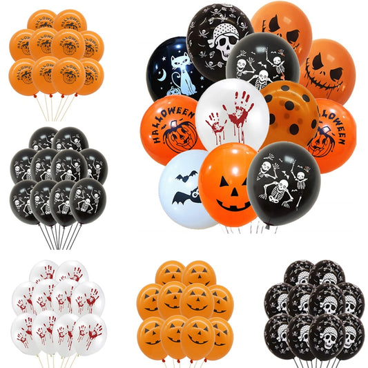 10/30pcs 12inch Scary Halloween Pumpkin Ghost Spider Latex Balloons Kids Air Balloons Happy Halloween Party Supply