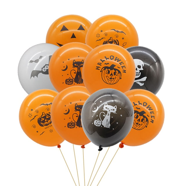 10/30 Uds. Globos de látex de 12 pulgadas para Halloween, calabaza, fantasma, araña, globos de aire para niños, suministro para fiesta de feliz Halloween