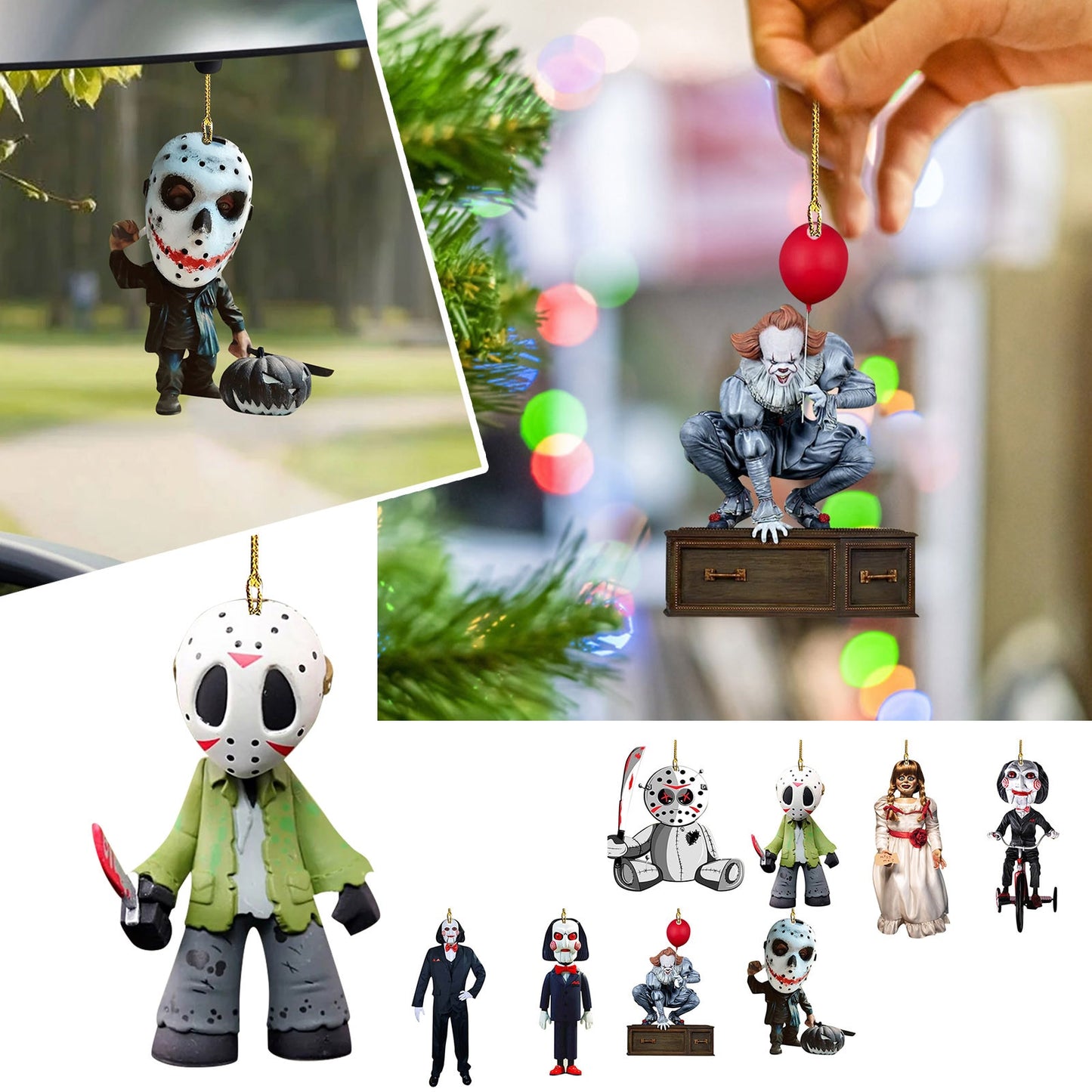 2023 DIY Horror Movie Ornament For Christmas Tree Decoration Car Rearview Mirror Pendant Crafts Collection