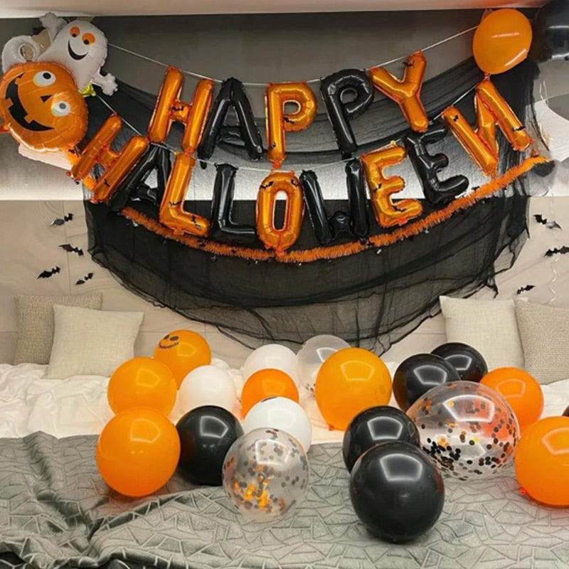 10/30 Uds. Globos de látex de 12 pulgadas para Halloween, calabaza, fantasma, araña, globos de aire para niños, suministro para fiesta de feliz Halloween