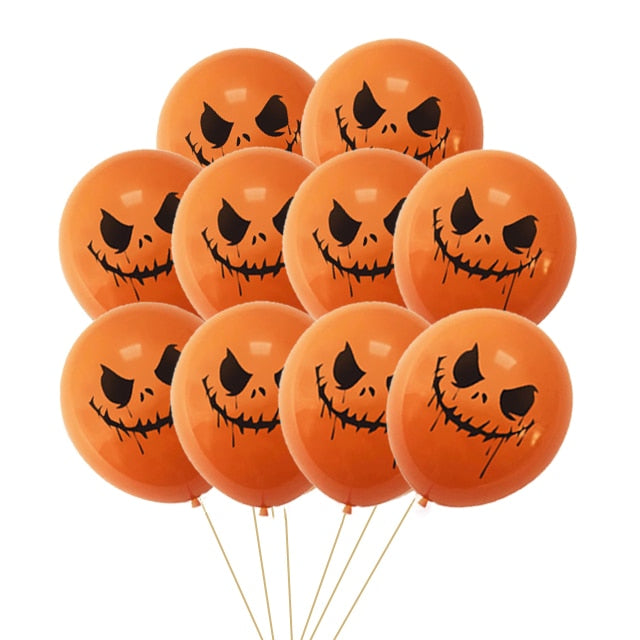 10/30pcs 12inch Scary Halloween Pumpkin Ghost Spider Latex Balloons Kids Air Balloons Happy Halloween Party Supply