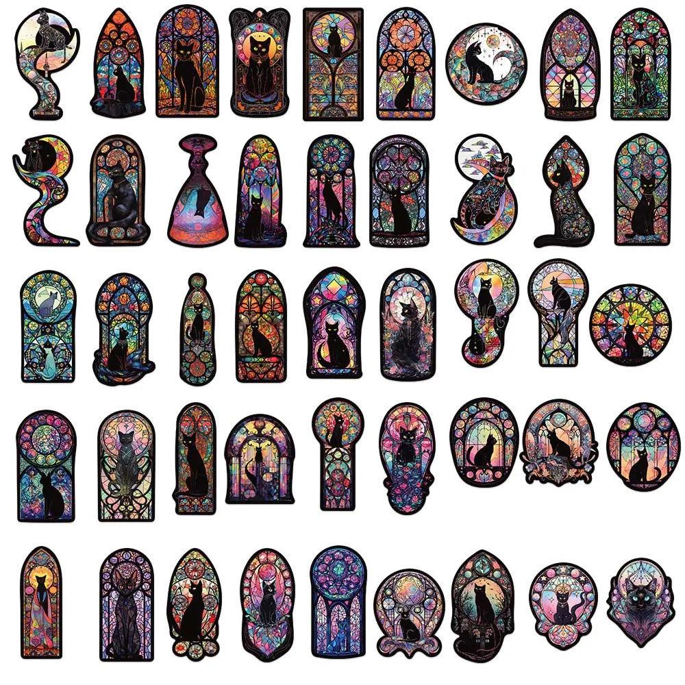 10/50Pcs Gothic Dark Cat Aesthetic Varied Stickers Pack Phone Travel Luggage Notebook Decoration Graffiti Decals